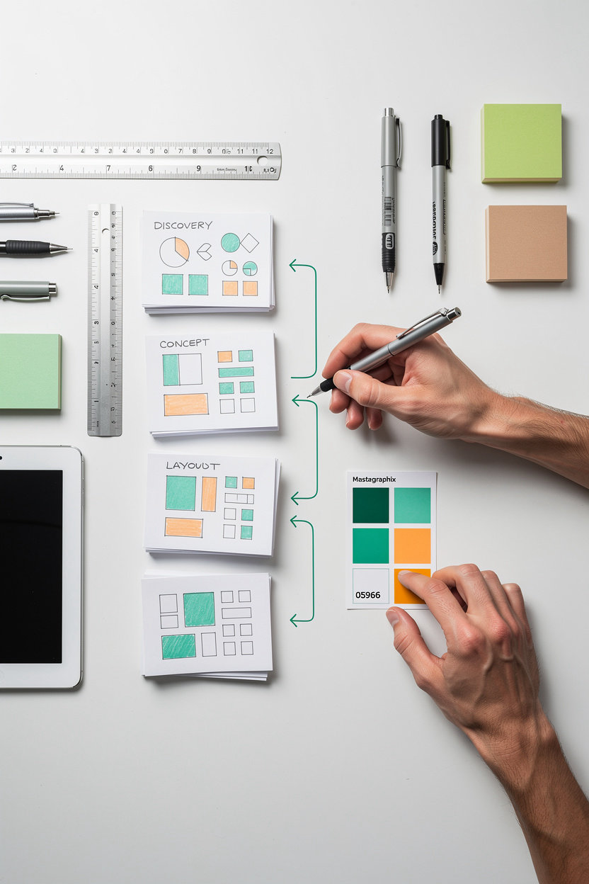 Mastagraphix Designprozess - kreative Zusammenarbeit bei Grafikdesign in Zürich